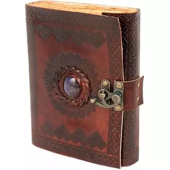 Винтажный кожаный журнал с полудрагоценными камнями-ведьмин журнал для мужчин и женщин 7 x 5 in коричневый