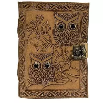 Винтажный кожаный журнал с тиснением совы, книга теней, гримуар, альбом для рисования 7 x 5 in коричневый