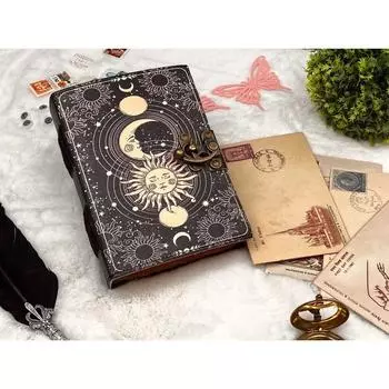 Винтажный кожаный журнал с замком, журнал «Книга теней», подарки 7 x 5 in