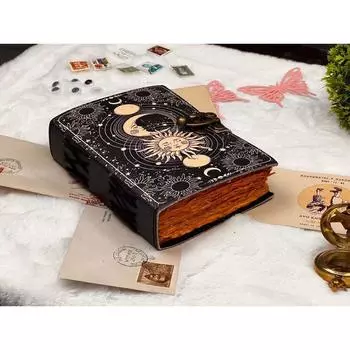 Винтажный кожаный журнал с замком, журнал «Книга теней», подарки 7 x 5 in