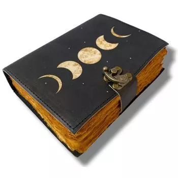 Винтажный кожаный журнал Sun & Moon для мужчин и женщин, 200 страниц антикварной винтажной бумаги ручной работы с краями Deckle Edge 6 x 4 in чёрный