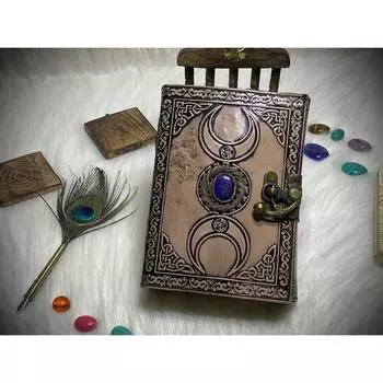 Винтажный кожаный журнал Triple Moon для мужчин и женщин, 200 страниц антикварной винтажной бумаги ручной работы с Deckle Edge, подарки для него и для нее 7 x 5 in коричневый