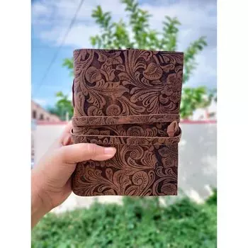 Винтажный кожаный журнал, записная книжка в деревенском стиле, бумага с краями (набор из 2) коричневый