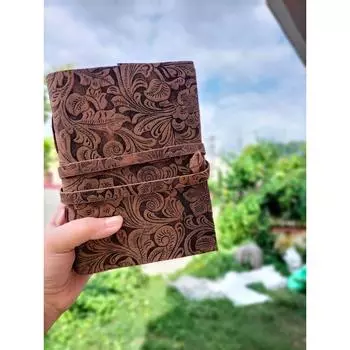 Винтажный кожаный журнал, записная книжка в деревенском стиле, бумага с краями (набор из 2) 7 x 5 in коричневый