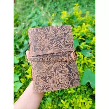 Винтажный кожаный журнал, записная книжка в деревенском стиле, бумага с краями (набор из 2) 7 x 5 in коричневый