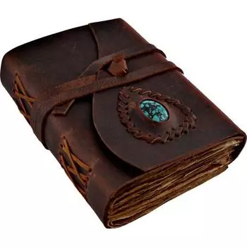 Винтажный кожаный журнал - застежка-замок, Книга Теней, журнал Гримуара, блокнот для записей путешествий, антикварная бумага с неровным краем 8 x 6 in коричневый