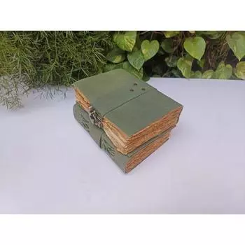 Винтажный кожаный журнал - застежка-замок, Книга Теней, журнал Гримуара, блокнот для путевых заметок. ( пакет из 2 ) 7 x 5 in ( pack of 2 ) зелёный