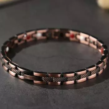 Винтажный красный медный мужской браслет шириной 6 мм 4 в 1, сильные магнитные браслеты для мужчин, мужские ювелирные аксессуары, крутые 18.5CM красный