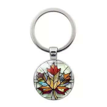 Винтажный красочный брелок-подвеска в виде кленового листа, металлический брелок, украшение для сумки в машину, женский One Size
