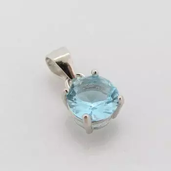 Винтажный круглый кулон-пасьянс с аквамарином из стерлингового серебра