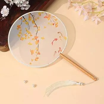 Винтажный круглый печатный веер китайский танцевальный летний классический костюм чонсам женский ханьфу кисточка веер