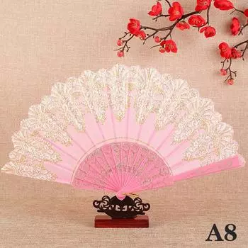 Винтажный кружевной складной веер для танцев, ручные веера, китайский танцевальный веер, реквизит для фотосъемки, украшение для свадебной вечеринки, украшение для рукоделия, подарок A11