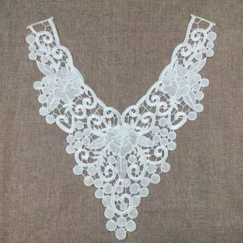 Винтажный кружевной вышитый воротник-стойка для свадебного шитья, белый цвет белый