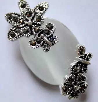 Винтажный кулон из серебра 925 пробы, натуральный 30X20, прозрачный белый опал с цветком марказита