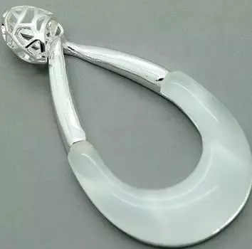 ВИНТАЖНЫЙ КУЛОН ИЗ СТЕРЛИНГОВОГО СЕРЕБРА 925 ПРОЗРАЧНЫХ БЕЛЫХ ОПАЛОВ ПОЛЫЙ КУЛОН 50x28 мм.