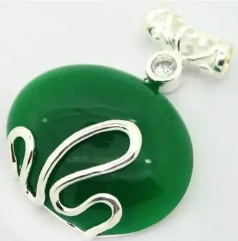 Винтажный кулон из стерлингового серебра 925 пробы 37x30 мм, зеленый нефритовый подарок на день Святого Валентина