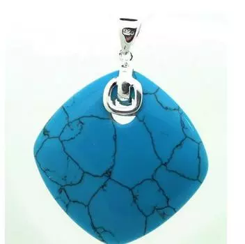 ВИНТАЖНЫЙ КУЛОН-КАПЛЯ ИЗ СТЕРЛИНГОВОГО СЕРЕБРА 925 ПРОБЫ СИНИЙ, Бирюзовый, 35x35 ММ.