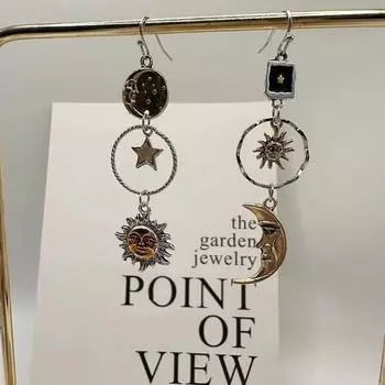 Винтажный кулон с лицом и луной, креативный дизайн для женщин, серьги-подвески 1 Pair