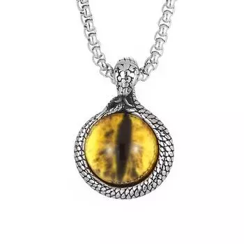 Винтажный кулон в виде глаза животного, уникальное мужское и женское ожерелье, бижутерия из голубого камня, аксессуары разных размеров 45cm