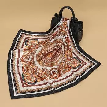 Винтажный квадратный шарф с цветами для женщин, шелковые шали, шейный платок, женский принт, повязка на голову, платок, хиджаб, повязки для волос 9090cm