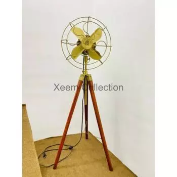Винтажный латунный антикварный треножный вентилятор с подставкой в морском стиле