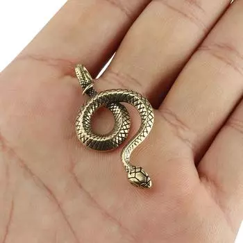Винтажный латунный брелок для ключей в виде змеи, небольшой инструмент для улицы, EDC, подвесной автомобиль жёлтый