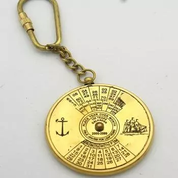 Винтажный латунный брелок на 100 лет с календарем, вечный календарь,