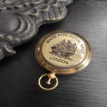 Винтажный латунный карманный компас – ручная работа в морском стиле, диаметр 5 см, дизайн в стиле стимпанк. как