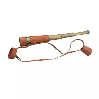 Винтажный латунный телескоп, кожаный футляр, складной, состаренная отделка, коричневый кожаный футляр