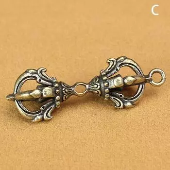 Винтажный латунный ваджра-пестик, украшение фэн-шуй, религиозная коллекция, буддийский инструмент, амулет, антикварные украшения для дома