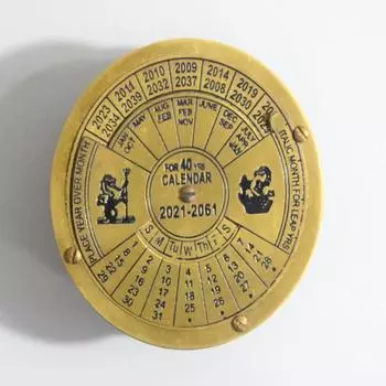 Винтажный латунный вечный календарь и компас - настольный подарок ручной работы на морскую тематику как