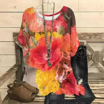 Винтажный леопардовый принт женские футболки с круглым вырезом повседневный летний пуловер свободный короткий рукав модная футболка большого размера 2024 100cm