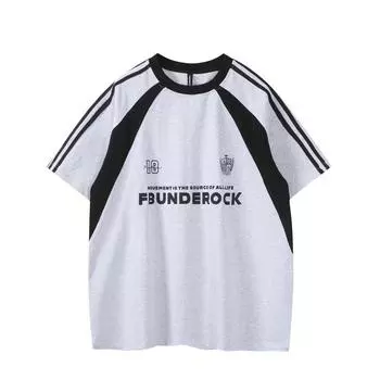 Винтажный летний дизайн с буквенным принтом и свободным кроем, мужские и женские футболки в стиле пэчворк с длиной до плеч и короткими рукавами M