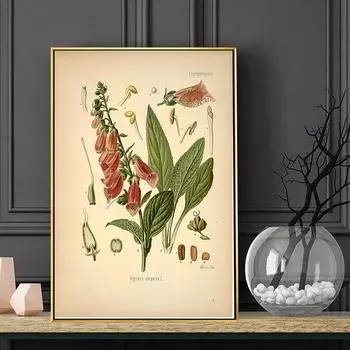 Винтажный лист, цветок, листья, настенное искусство, мини-холст, картина, постеры на скандинавскую тему и принты, настенные панно для декора гостиной 21cm30cm NoFrame
