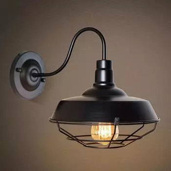 Винтажный Лофт светодиодный настенный светильник для дома, промышленный декор, ретро освещение для ванной комнаты, железный абажур E27, настенные светильники No bulb