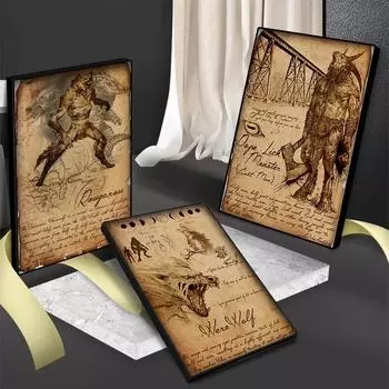 Винтажный магический ужас, вампир, мифический монстр, сексуальный плакат с девушкой-дьяволом, оборотень, колдовство, холст, плакат, настенная художественная роспись, Декор комнаты, без рамки 21*30cm