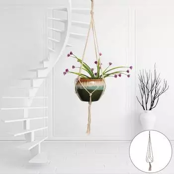 Винтажный макраме, подвесной веревочный узел, держатель для цветочного горшка, корзина, садовый декор