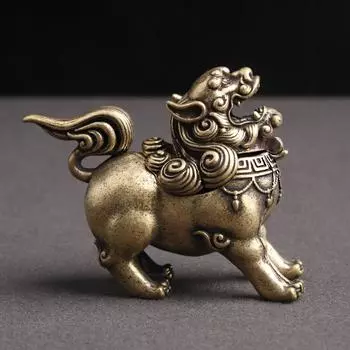 Винтажный медный дизайн, тибетский стиль, мини-бронза, Кирин, курильница, курильница, ремесло, домашний декор, гостиная, йога, кунг-фу, украшения для комнаты Brass