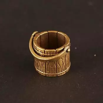 Винтажный медный мини-брелок для ключей в виде ведра, подвесные украшения, латунные переносные бочки, автомобильные брелки, кольца, подвески, безделушки, брелки на удачу