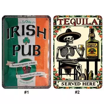 Винтажный металлический алкогольный набор жестяная вывеска прямоугольная железная картина настенная декорация для дома 1