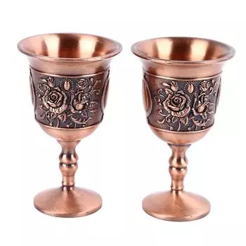 Винтажный металлический бокал для вина с тиснением, декоративные ретро-бокалы из металла для домашнего бара, 2 шт., розовое золото розового золота
