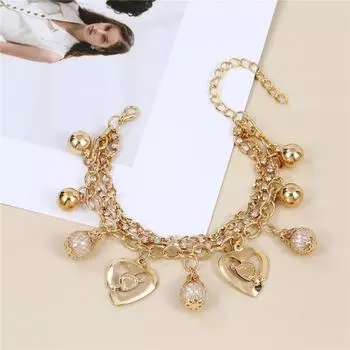 Винтажный металлический браслет-цепочка, классический золотой браслет в форме сердца, элегантные женские браслеты для подарка на День святого Валентина золотой