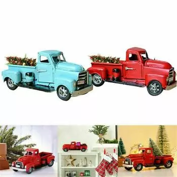 Винтажный металлический классический пикап красный/синий грузовик фермерский дом деревенский декор рождество синий
