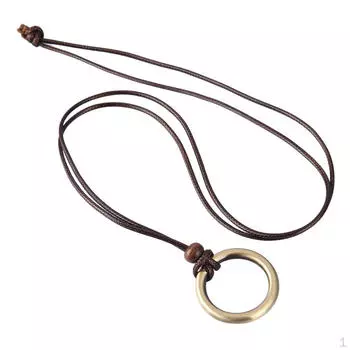 Винтажный металлический круглый кулон ручной работы с подвесками, плетеное кожаное ожерелье, свитер для девочек и женщин, длинный