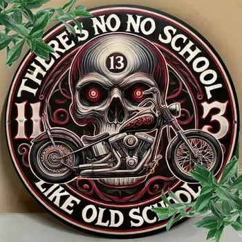 Винтажный металлический знак с черепом и мотоциклом. Алюминиевое настенное искусство, прочный и оригинальный декор для сада, бара, офиса, праздничные украшения. L белый