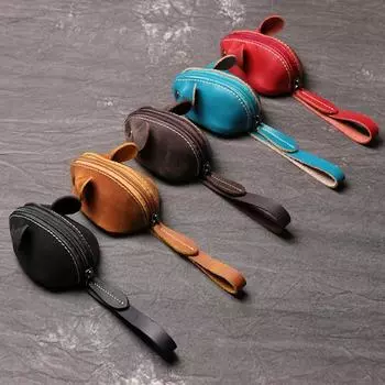 Винтажный мини-кошелек для монет, милый кожаный маленький кошелек для мужчин и женщин, коричневый, модный, милый, сумка для хранения мышек, трендовый мешочек на молнии чёрный