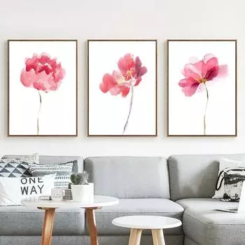 Винтажный минималистичный розовый цветок орхидеи, печать плакатов, настенная картина для гостиной, картина на холсте, домашний декор, без рамки 21x30 No Frame