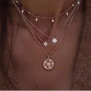 Винтажный многослойный замок портрет жемчуг звезда монета кулоны ожерелья для женщин Богемия золотой ключ сердце длинные ювелирные изделия подарок