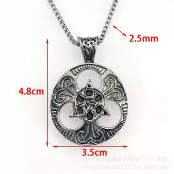 Винтажный модный мужской золотой панк ирландский концентрический узел круглый бирка кулон ожерелье свитер цепь аксессуары