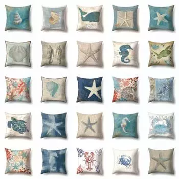 Винтажный морской чехол для подушки, наволочка из персиковой кожи, диванная подушка, наволочка, подходит для гостиной, автомобильная наволочка 40x40cm